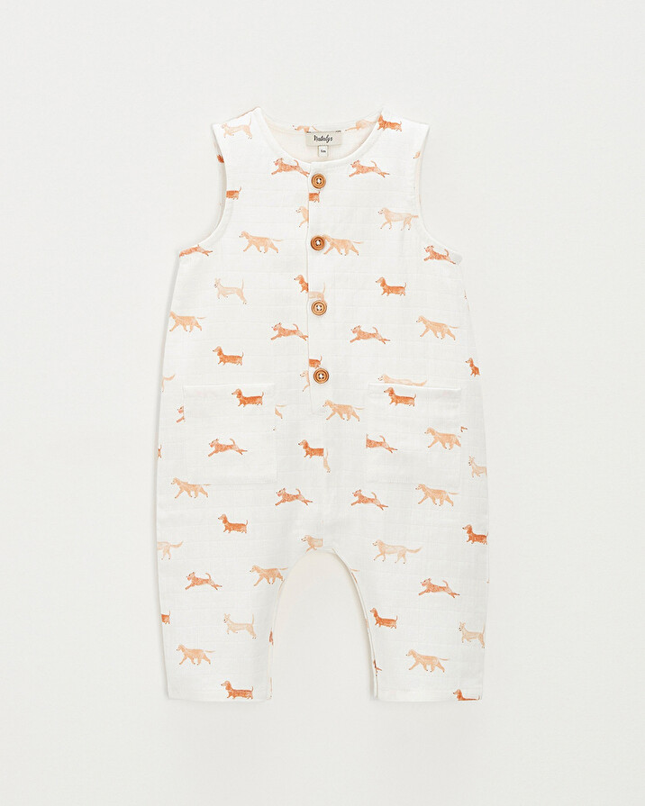 Cotton gauze jumpsuit Dog print  Natalys