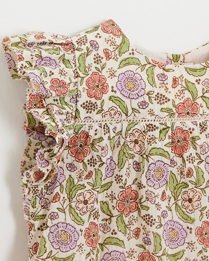 Kid's floral print blouse Lurex stripes  Natalys