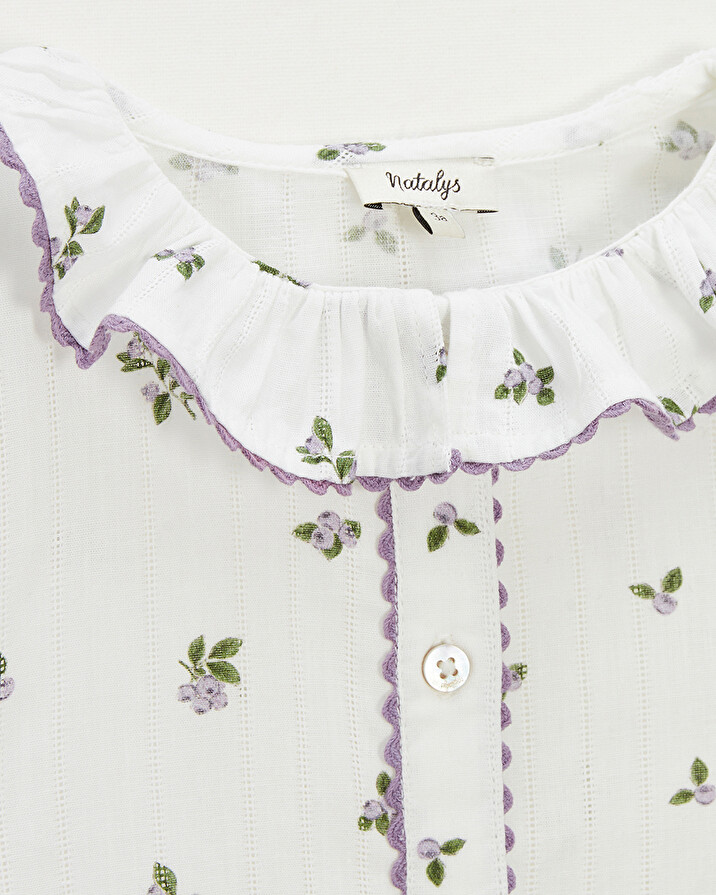 Short-sleeved blouse Blueberry print  Natalys