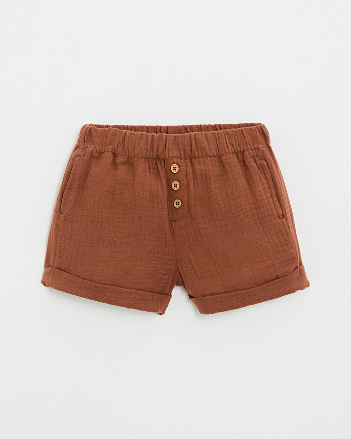 Kid's cotton gauze shorts Rust colour Natalys