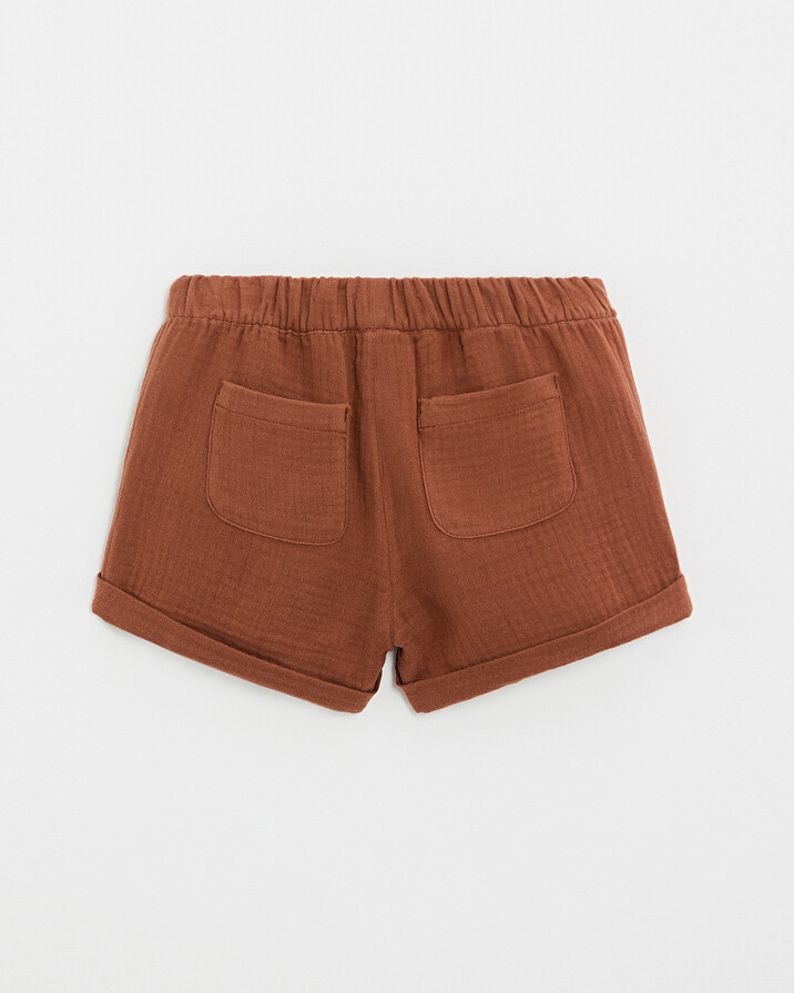 Kid's cotton gauze shorts Rust colour Natalys