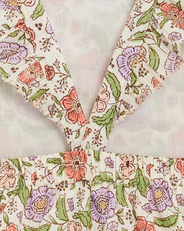Kid's floral print dress Lurex stripes  Natalys