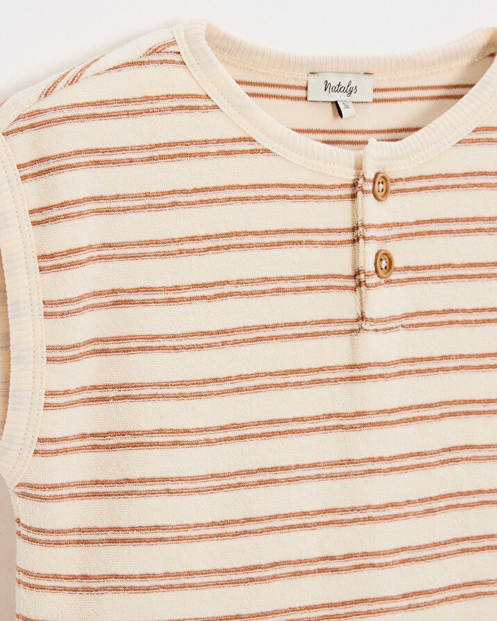 Kid's 2-piece terrycloth pyjamas Ecru coloured stripes  Natalys