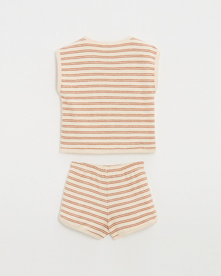 Kid's 2-piece terrycloth pyjamas Ecru coloured stripes  Natalys