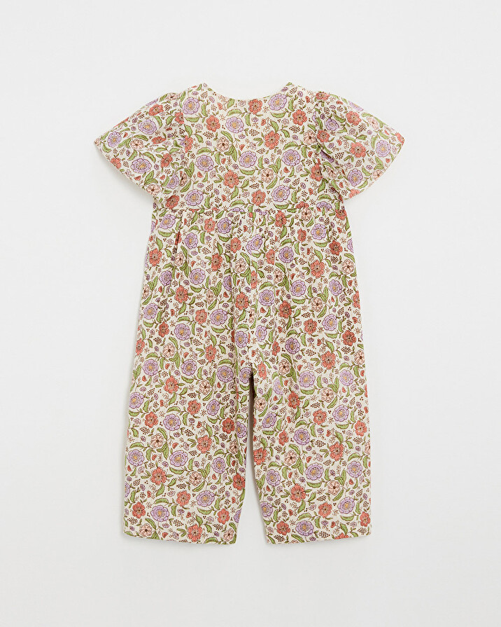 Kid's floral print jumpsuit Lurex stripes Natalys