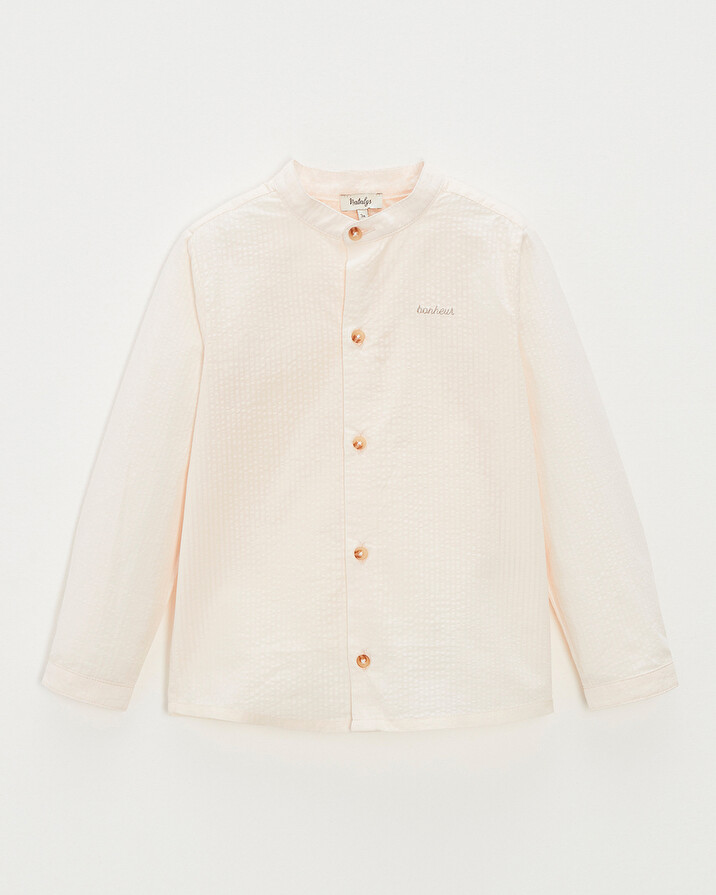 Kid' seersucker shirt Off-white colour  Natalys