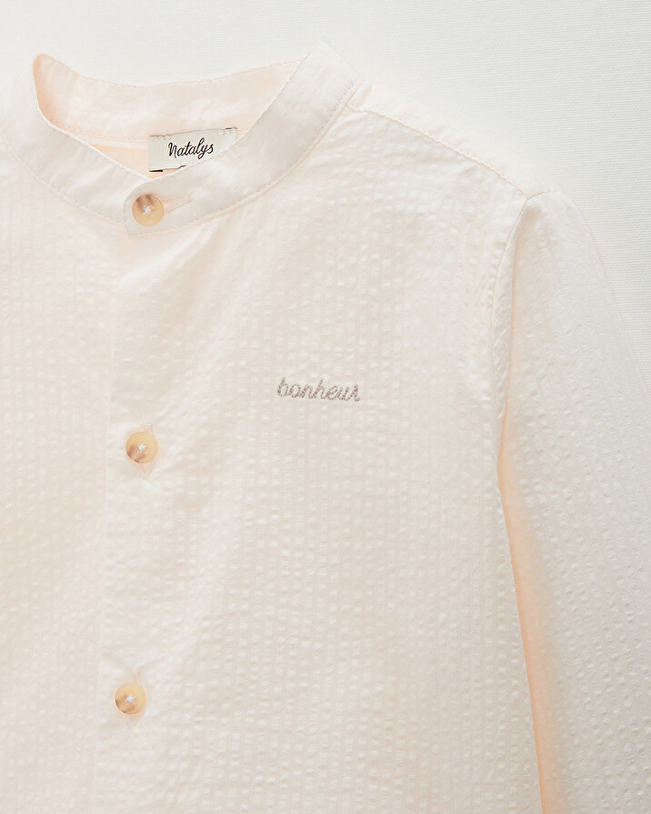 Kid' seersucker shirt Off-white colour  Natalys