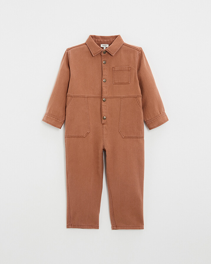 Kid's long twill jumpsuit Rust colour Natalys