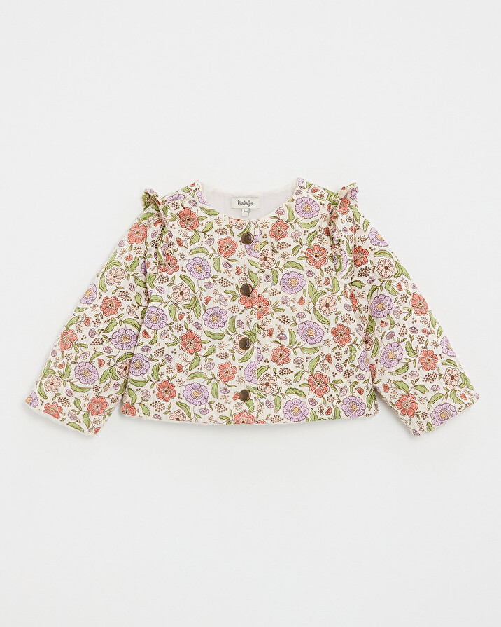 Floral print jacket Lurex stripes Natalys