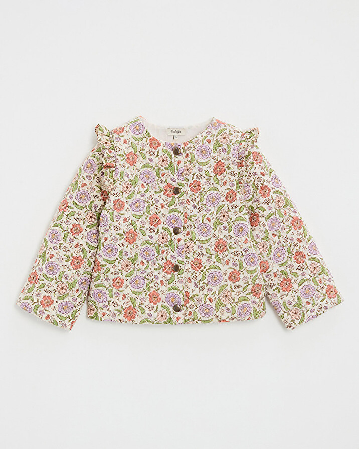 Kid's padded jacket Floral print lurex stripes  Natalys
