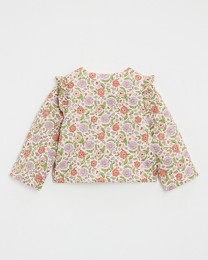 Kid's padded jacket Floral print lurex stripes  Natalys