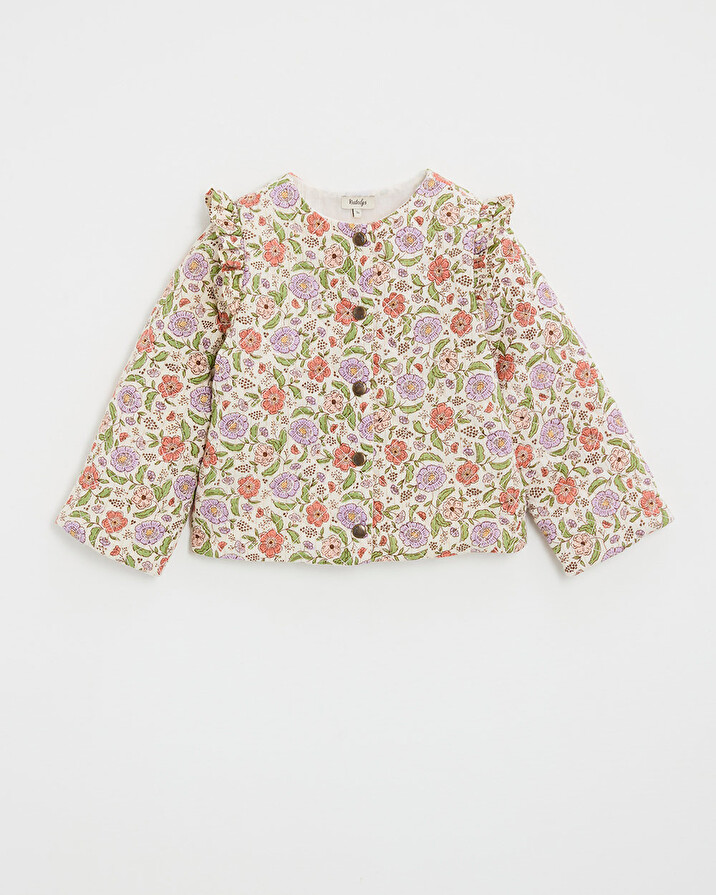 Kid's padded jacket Floral print lurex stripes  Natalys