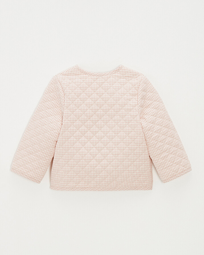 Kid's embroidered gingham jacket Vichy chalk colour Natalys