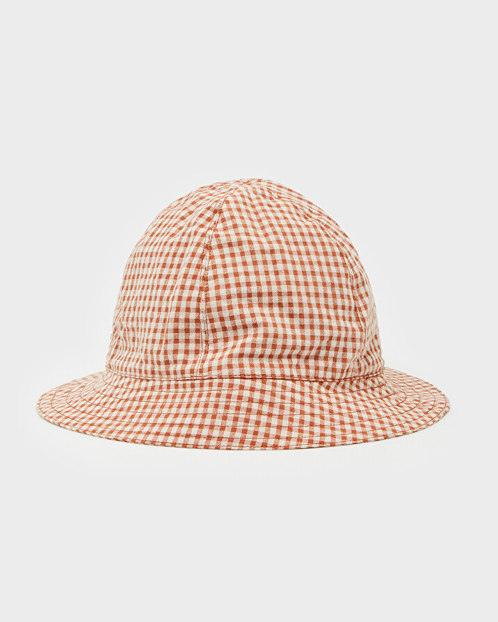 Gingham hat Light beige colour Natalys