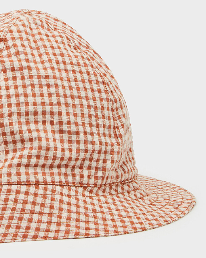 Gingham hat Light beige colour Natalys