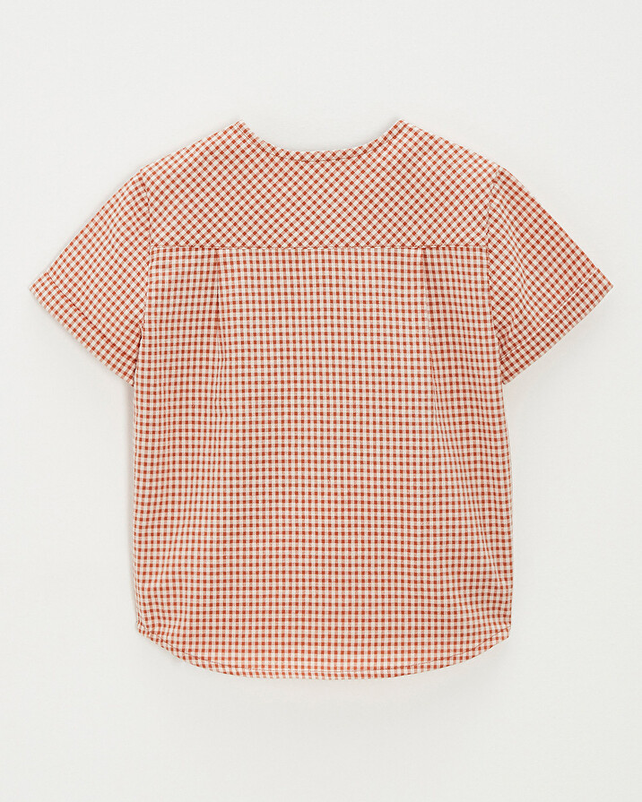 Kid' short-sleeved shirt Vichy light beige colour  Natalys