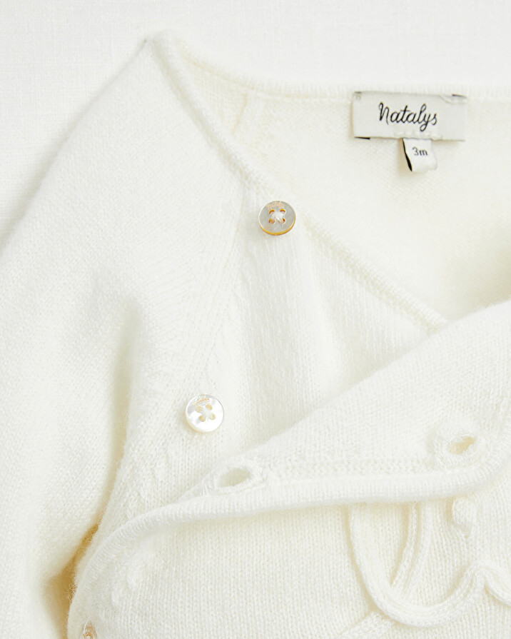 Merino wool knitted set Off-white colour  Natalys