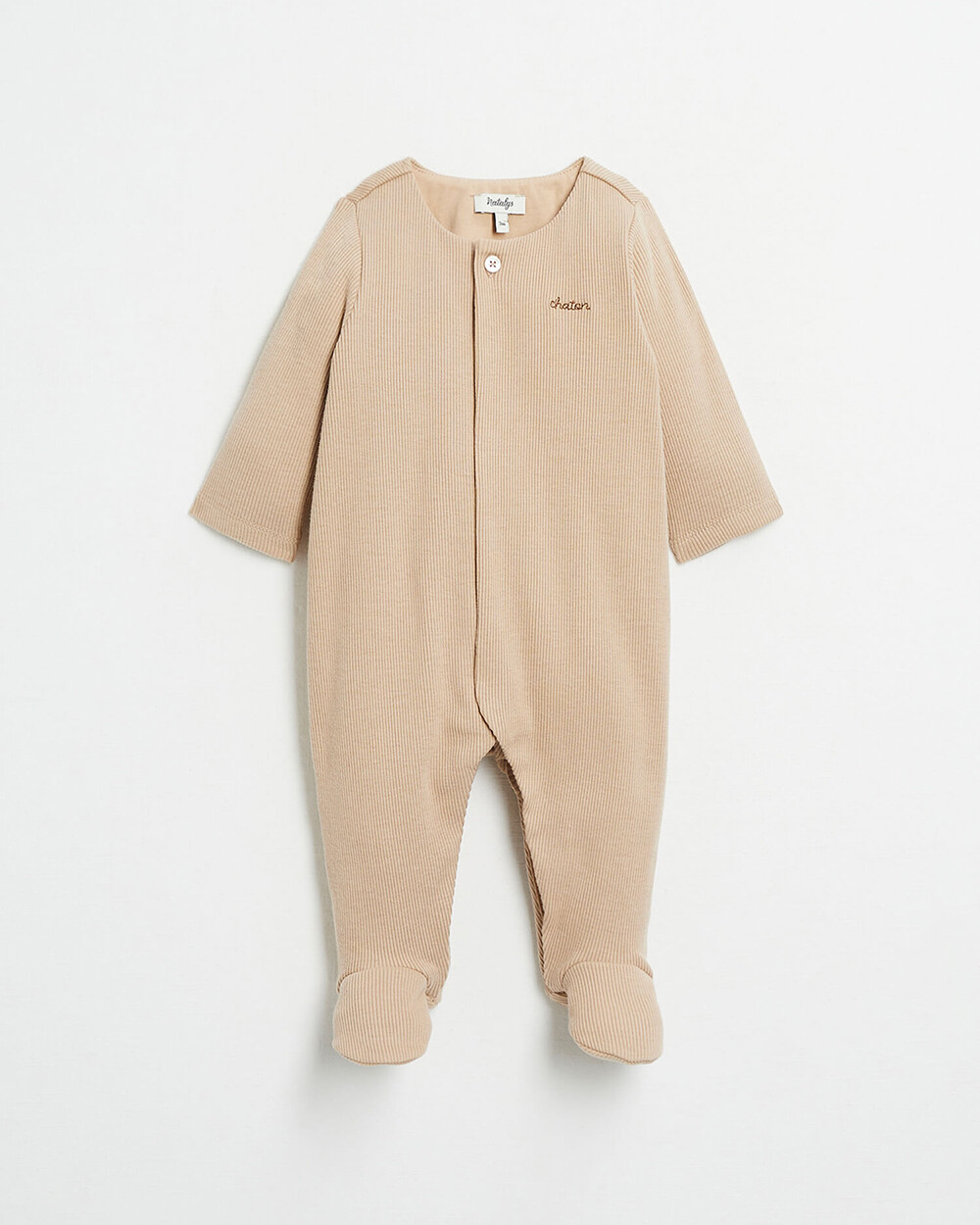 Kitten embroidered onesie Camel colour  Natalys