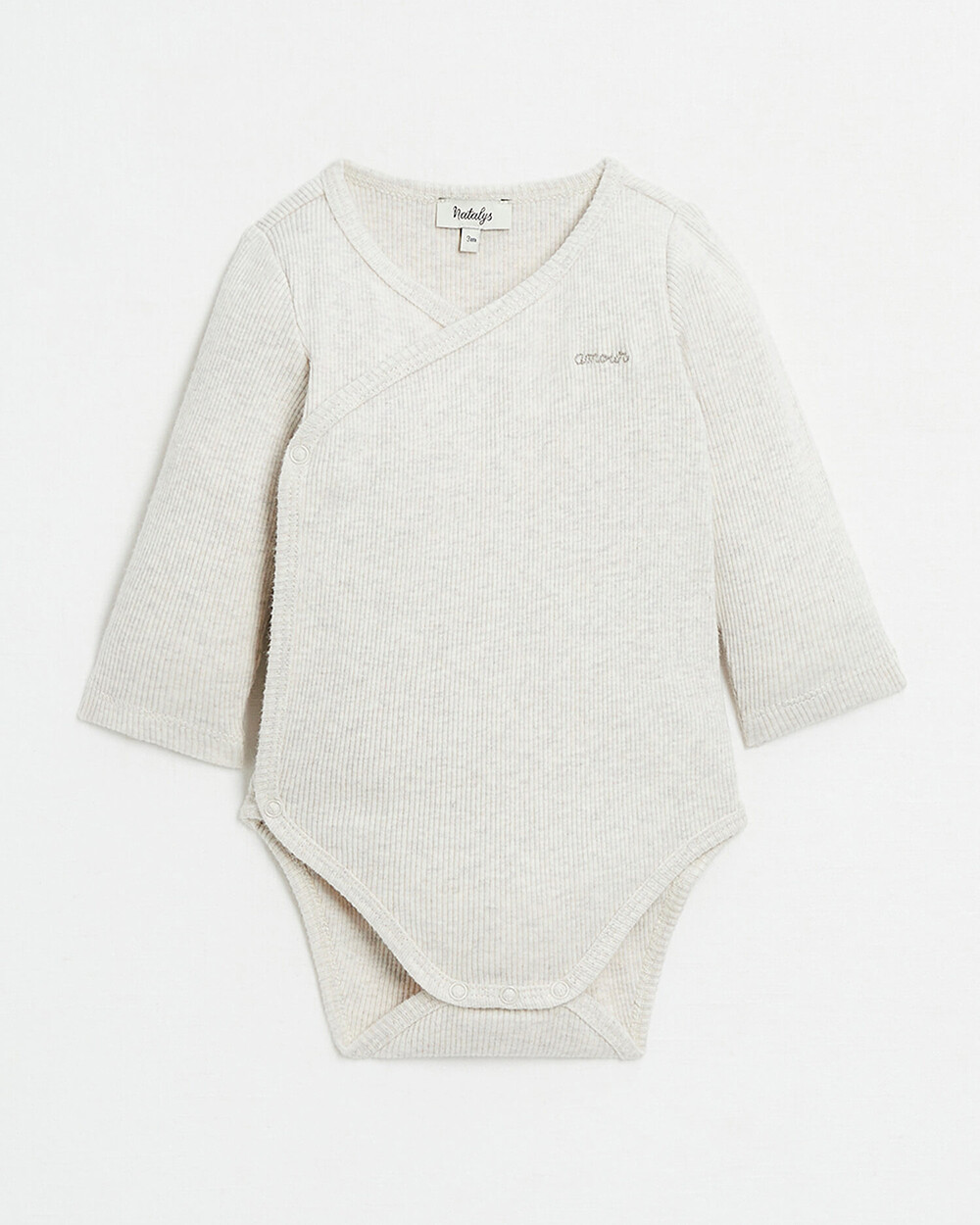 Crossed long-sleeved bodysuit Mottled beige colour  Natalys