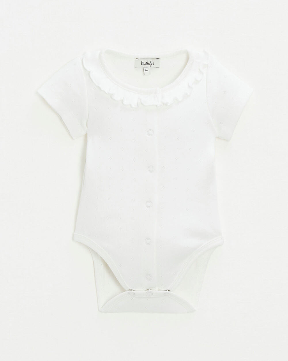 Openwork short-sleeved bodysuit Off-white colour  Natalys