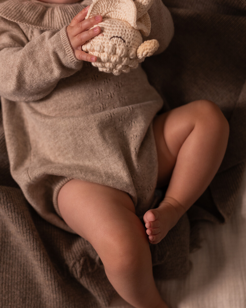 Merino wool romper Mottled beige colour  Natalys