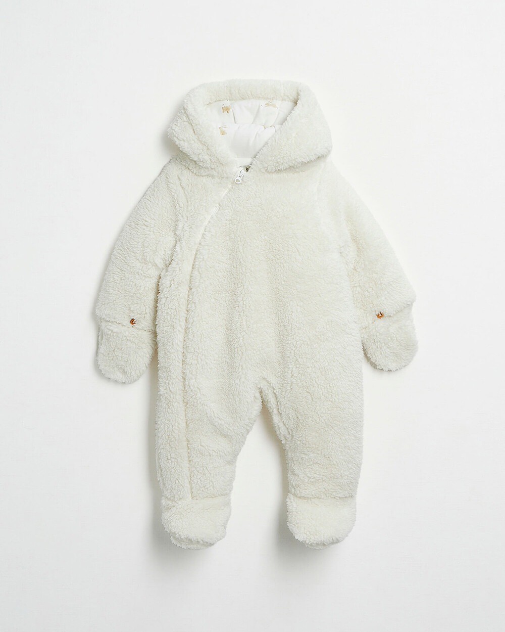 Faux fur overalls suit Off-white colour Natalys
