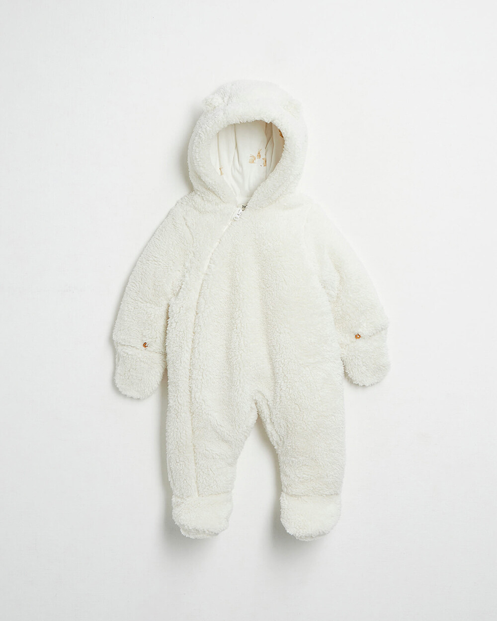 Faux fur overalls suit Off-white colour Natalys