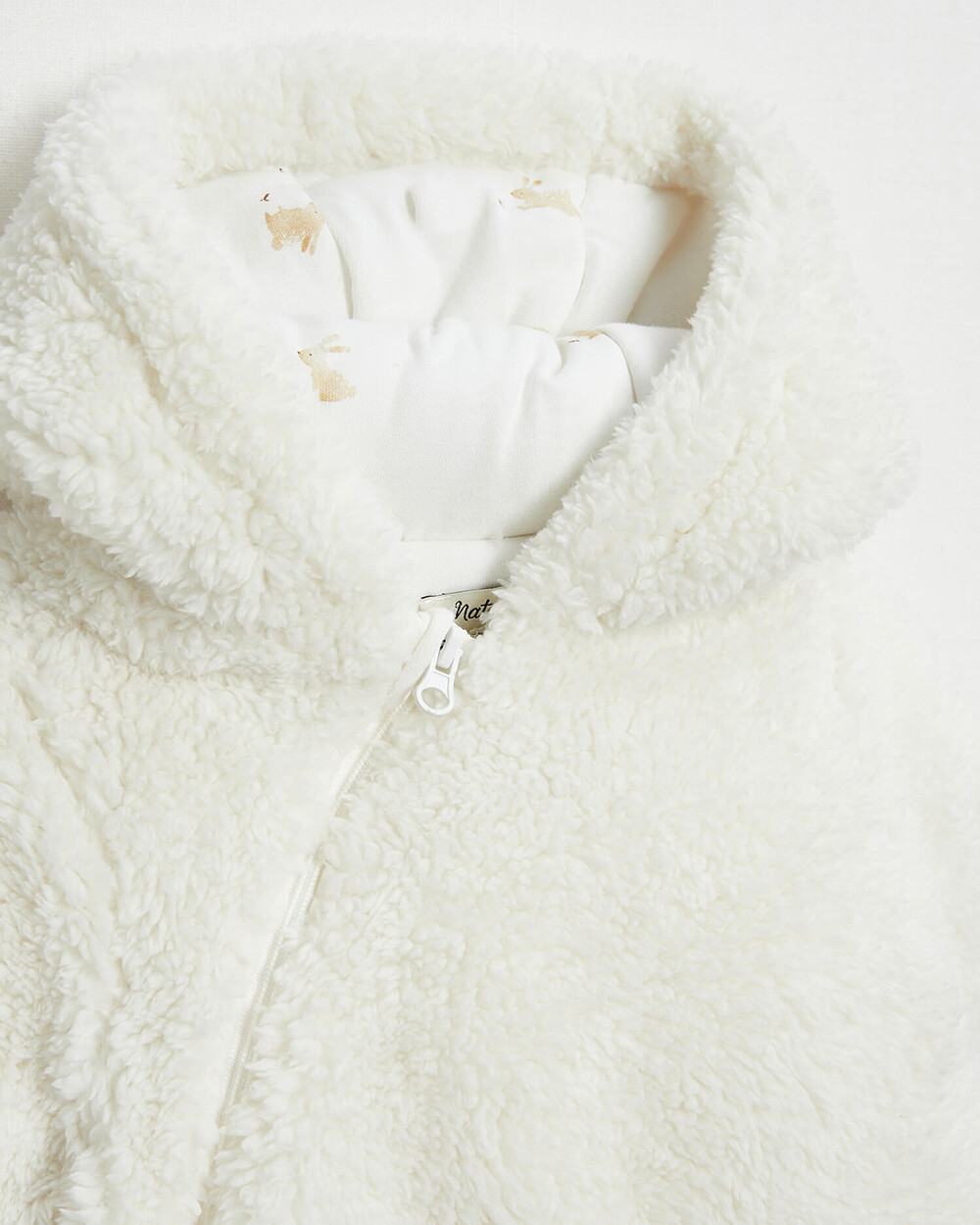 Faux fur overalls suit Off-white colour Natalys