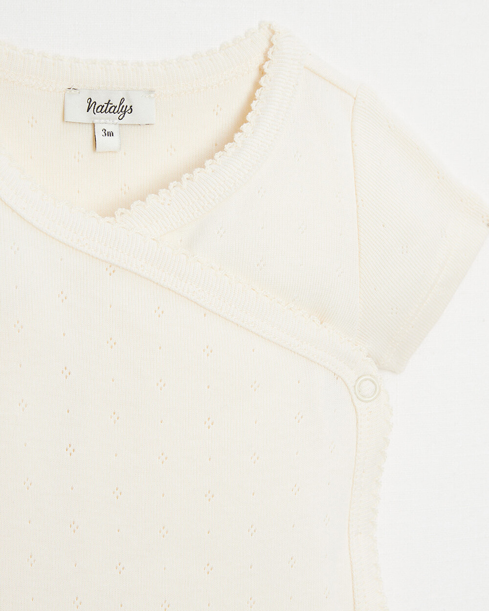 Fancy openwork crossed bodysuit Chalk colour  Natalys