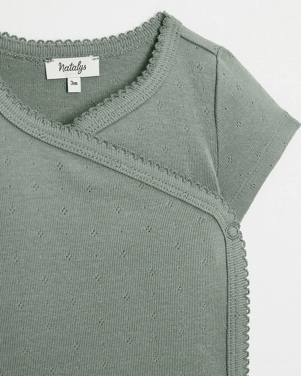 Fancy openwork crossed bodysuit Grey-green colour  Natalys