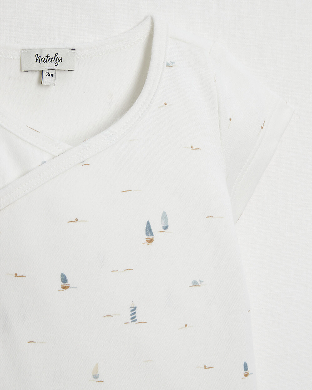 Crossed short-sleeved bodysuit Boat print  Natalys
