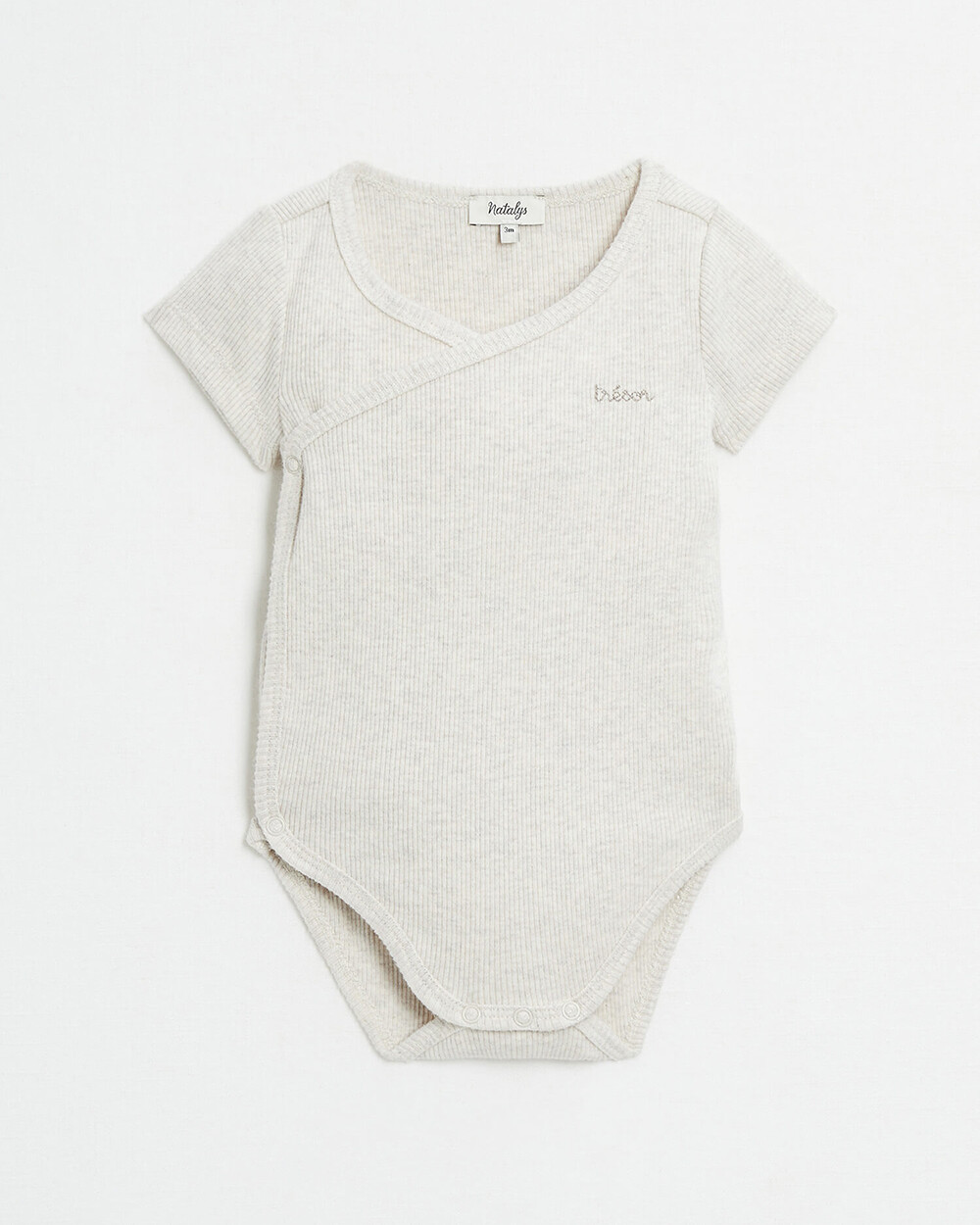 Crossed short-sleeved bodysuit Mottled beige colour  Natalys