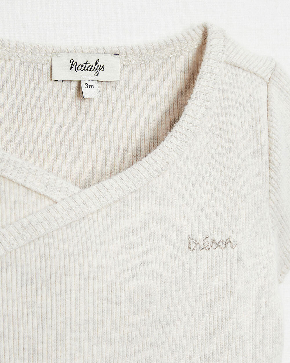 Crossed short-sleeved bodysuit Mottled beige colour  Natalys