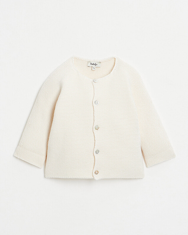 Cotton knitted cardigan Off-white colour  Natalys