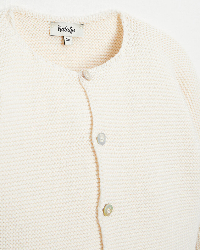 Cotton knitted cardigan Off-white colour  Natalys