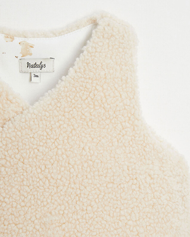 Faux fur crossed cardigan Natural colour  Natalys
