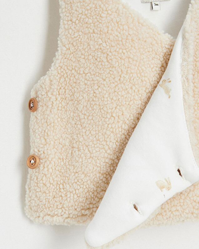 Faux fur crossed cardigan Natural colour  Natalys