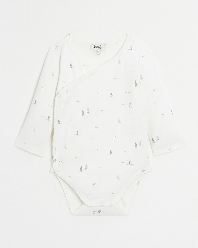 Crossed long-sleeved bodysuit Boat print  Natalys