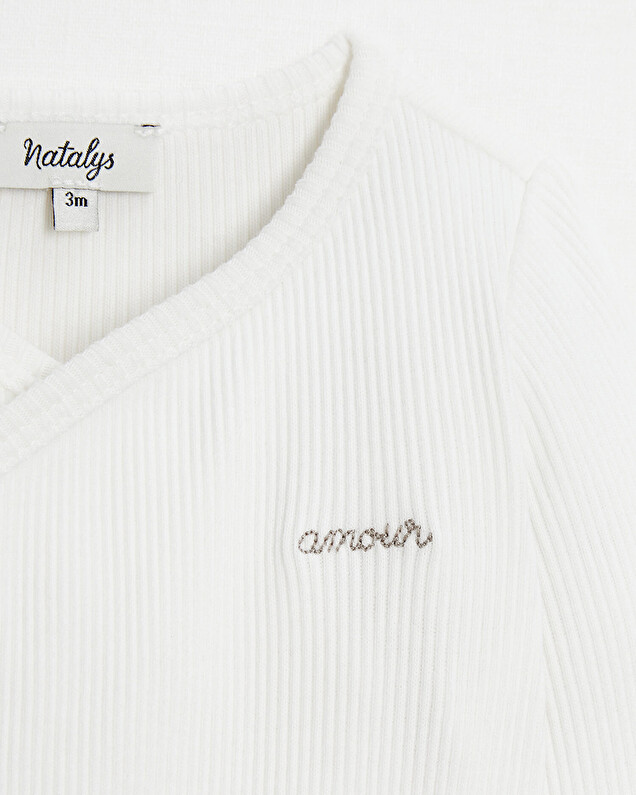 Crossed long-sleeved bodysuit Off-white colour  Natalys