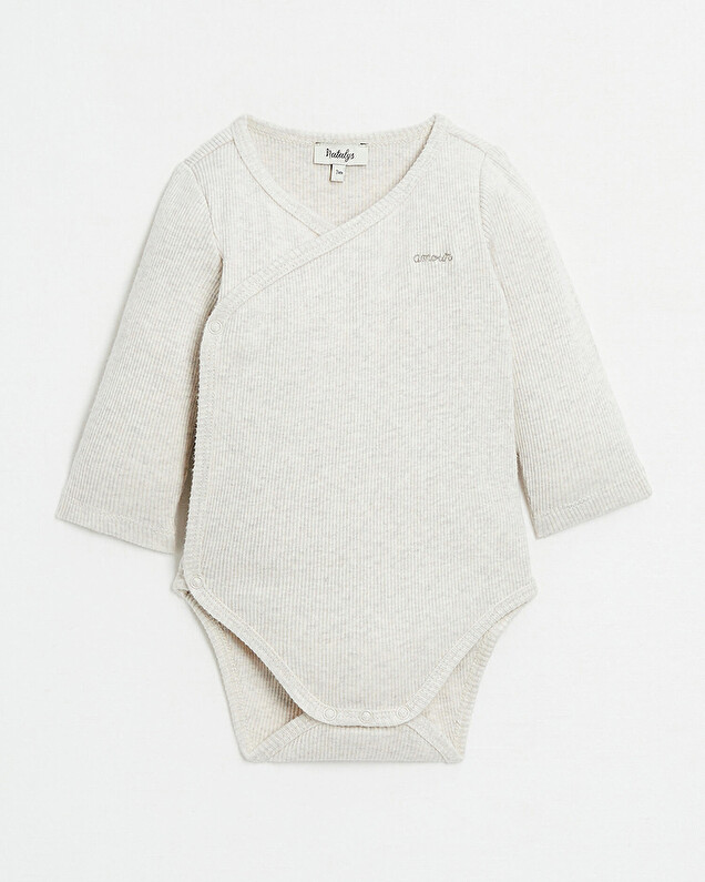 Crossed long-sleeved bodysuit Mottled beige colour  Natalys