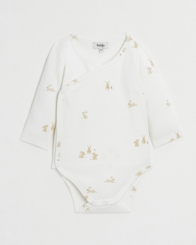Crossed long-sleeved bodysuit Bunny print  Natalys