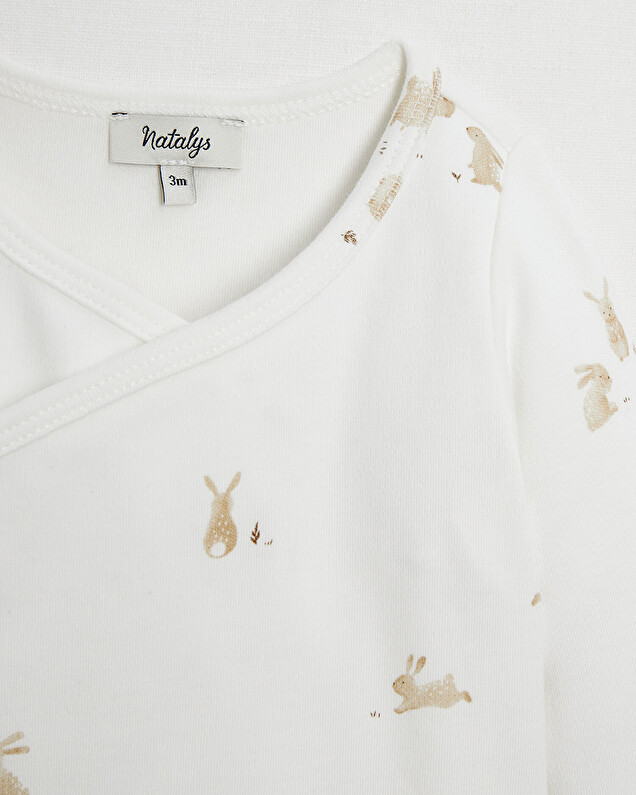 Crossed long-sleeved bodysuit Bunny print  Natalys