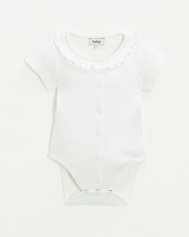 Openwork short-sleeved bodysuit Off-white colour  Natalys