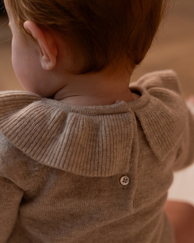 Merino wool romper Mottled beige colour  Natalys