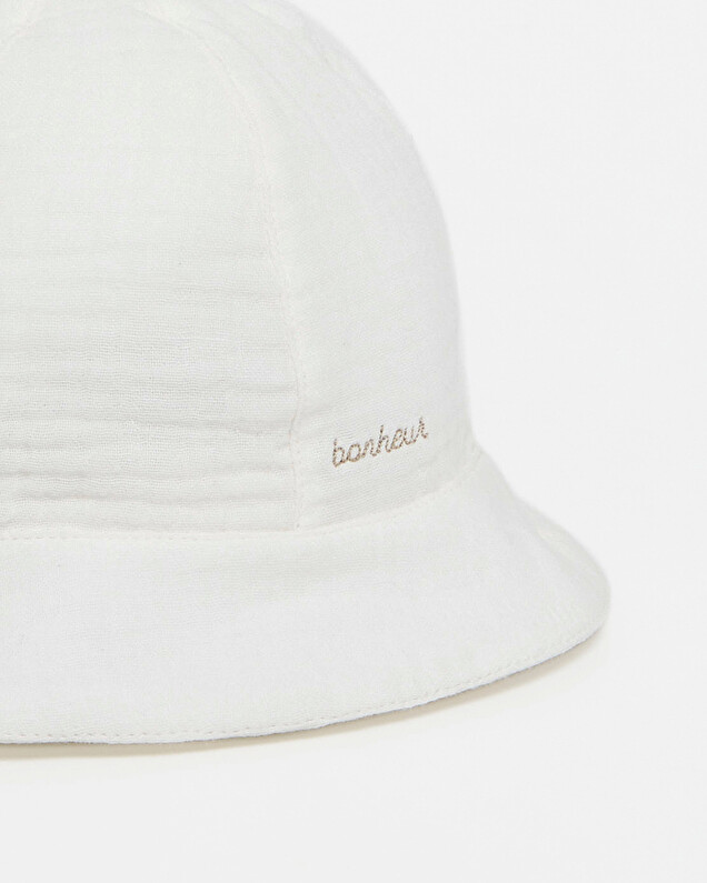 Embroidered cotton gauze hat Off-white colour  Natalys