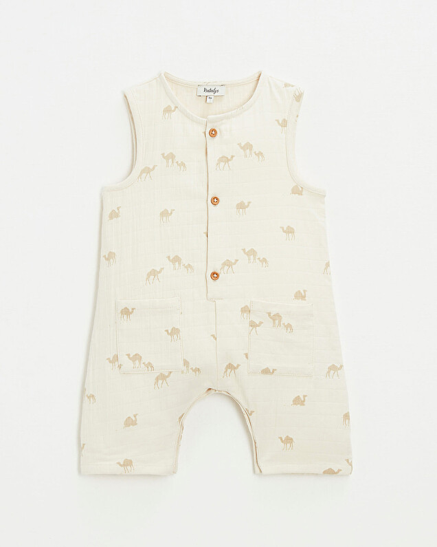 Cotton gauze jumpsuit Camel print  Natalys