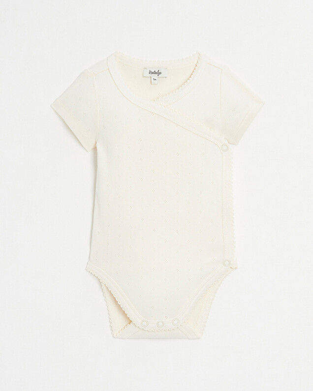 Fancy openwork crossed bodysuit Chalk colour  Natalys