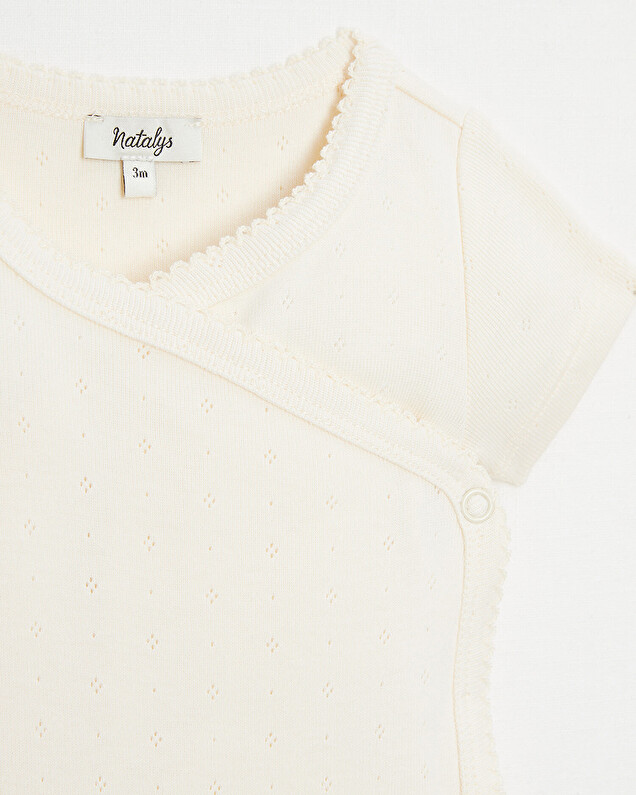 Fancy openwork crossed bodysuit Chalk colour  Natalys
