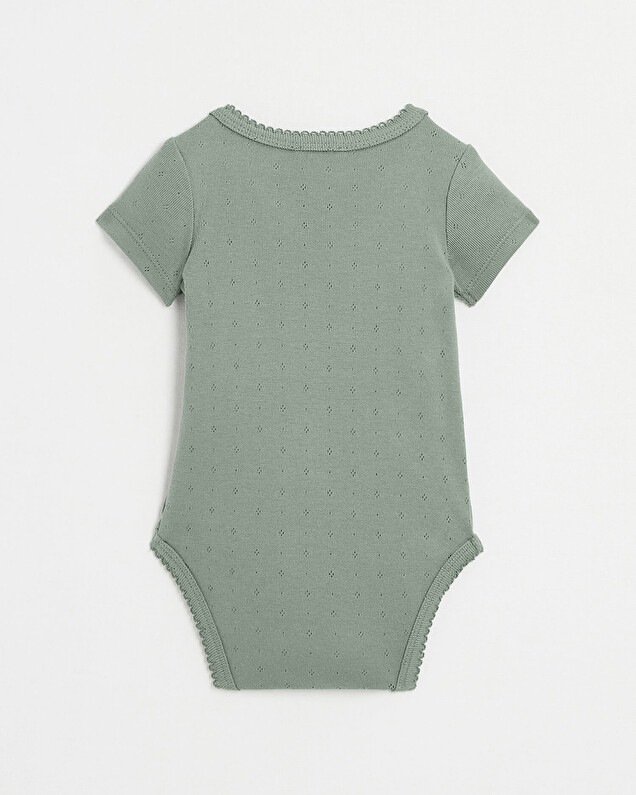 Fancy openwork crossed bodysuit Grey-green colour  Natalys