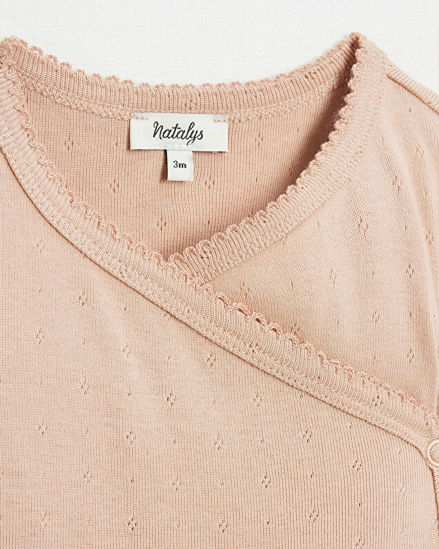 Fancy openwork crossed bodysuit Pink colour  Natalys